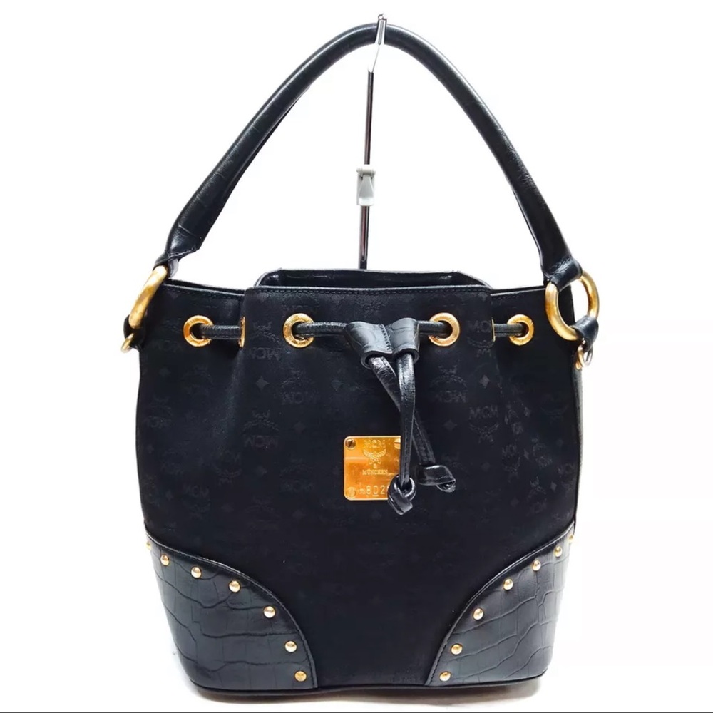AUTH MCM Bucket Bag Black Mini
